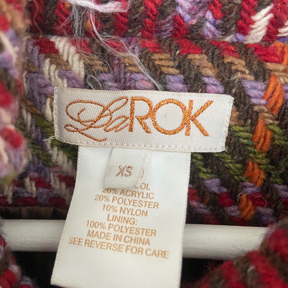 Larok Multi-Colored Plaid Wool- Blend Peacoat - image 7